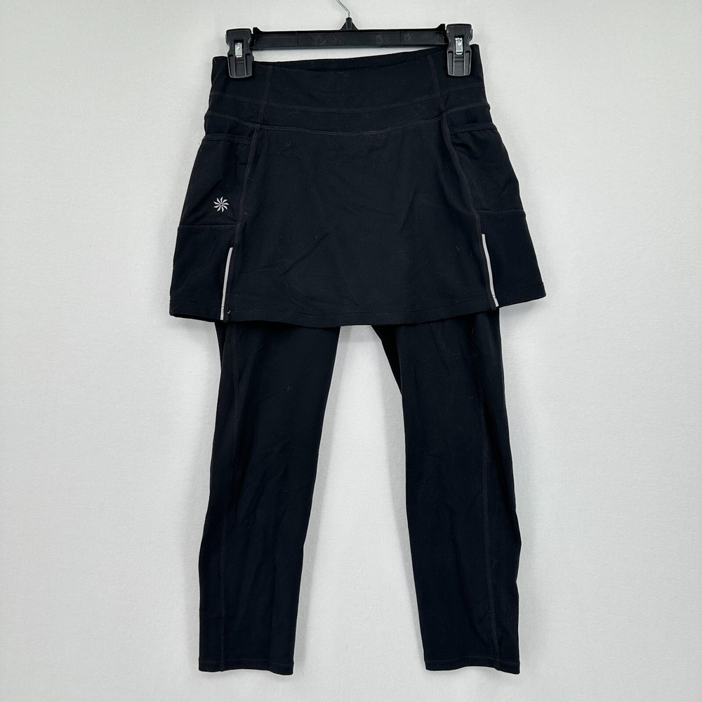 Athleta Skirted Leggings Womens XS‎ Black Activewear Gym Running Hiking Athletic